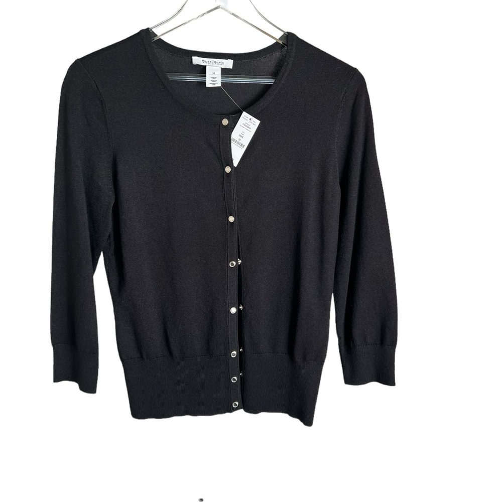 White House Black Market Black Button-Front Cardigan